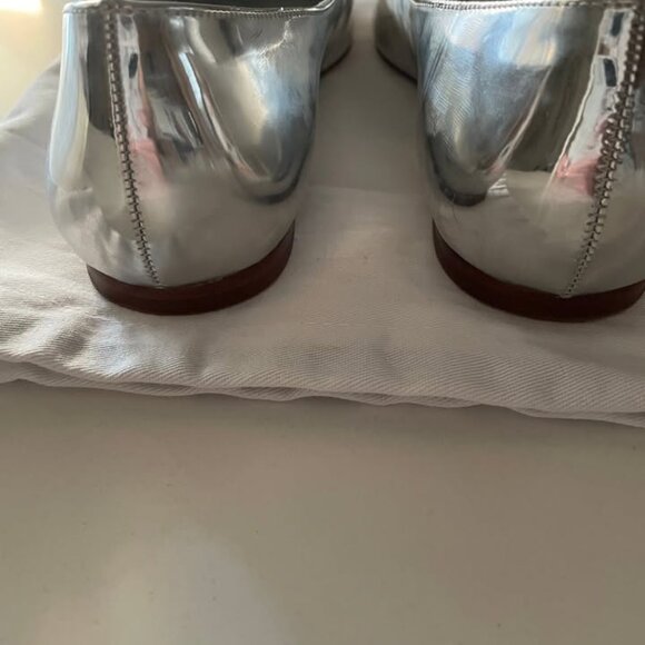 Larroude Women's Silver "Blair" Ballet Buckle Flats - Picture 4 of 5